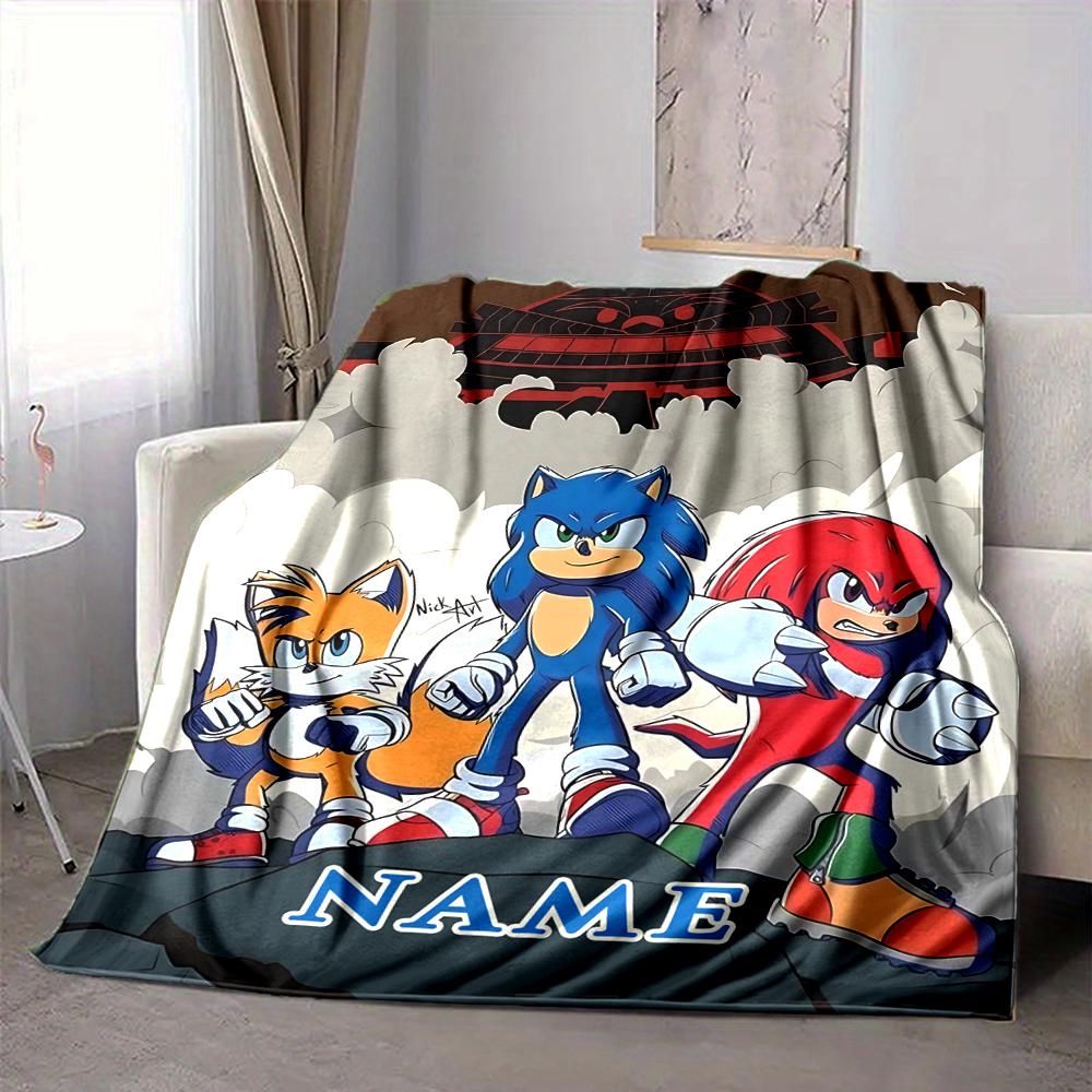 Custom 1pc Sonic Characters Celebration Blanket, Soft And Comfortable Blanket, Casual Warm, Camping Travel Blanket, Birthday Gift Q912187