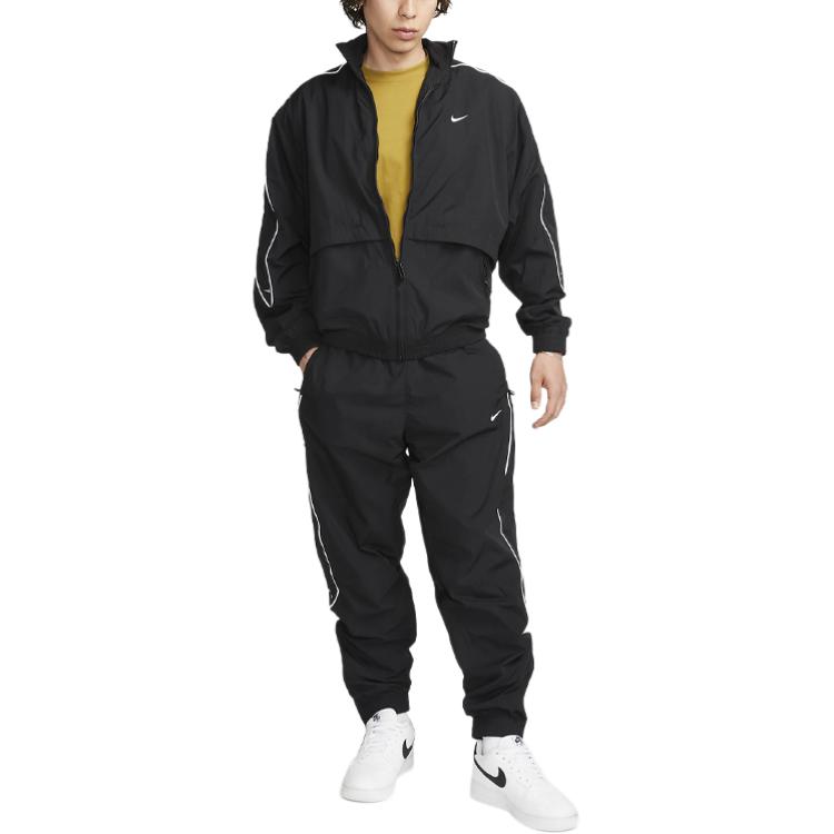 Nike Solo Swoosh Men's Woven Water Repellent Track Pants Black White FB8620-010