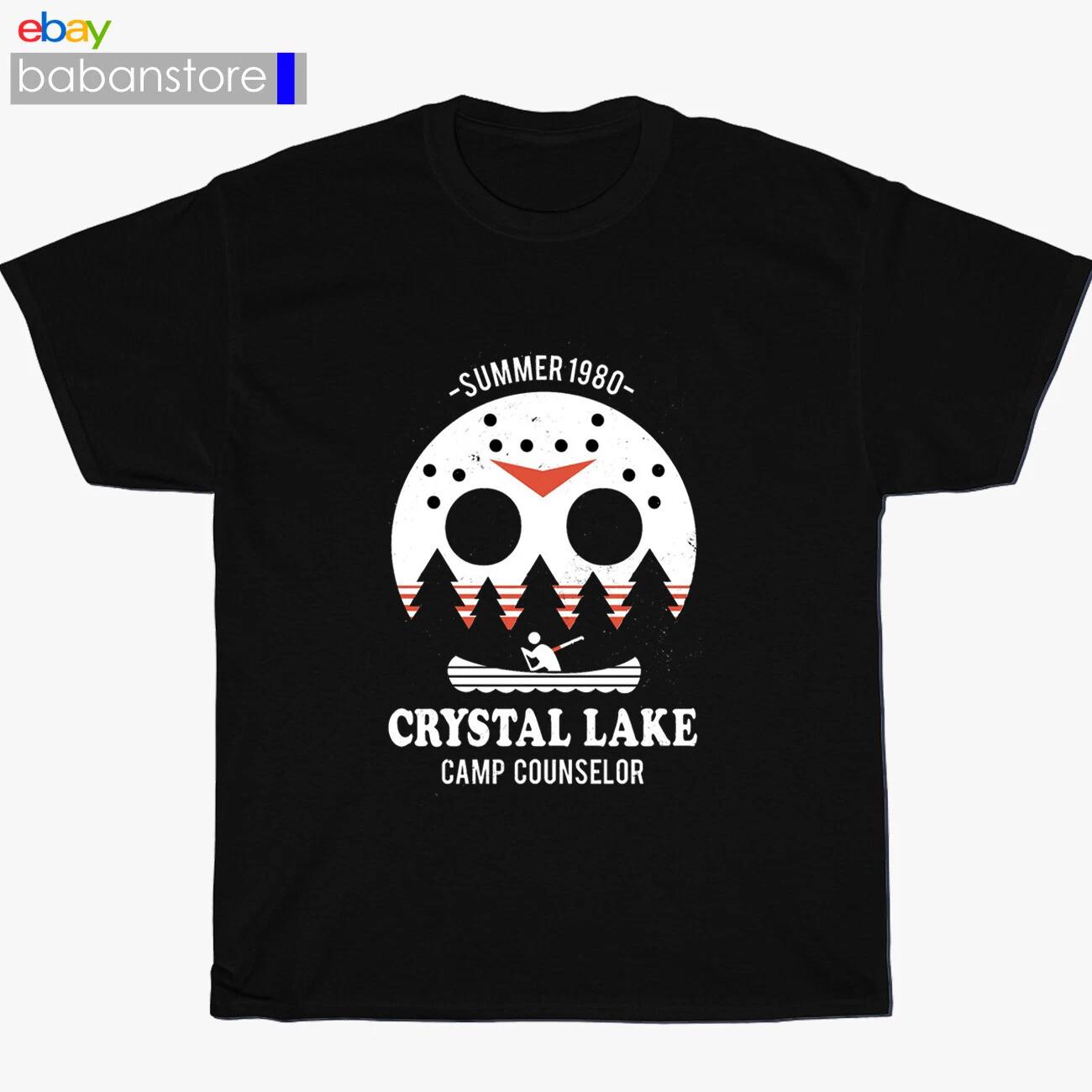 

Friday the 13th Jason Camp Logo Mens Black T shirt Cotton Graphic Tee S-5XL S