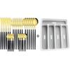 30pcs Gold Dinnerware Set Stainless Steel Tableware Set Knife Cake Fork Spoons Cutlery Set Plastic Storage Tray Kitchen Flatware
