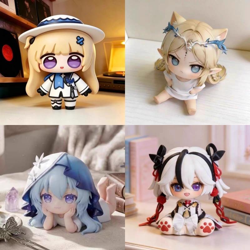 Chibi Sleeping Pose Mini Pvc Figure 8.5cm With Cloud Base And Interchangeable Hat Collectible Desk Car Display Decor Gift
