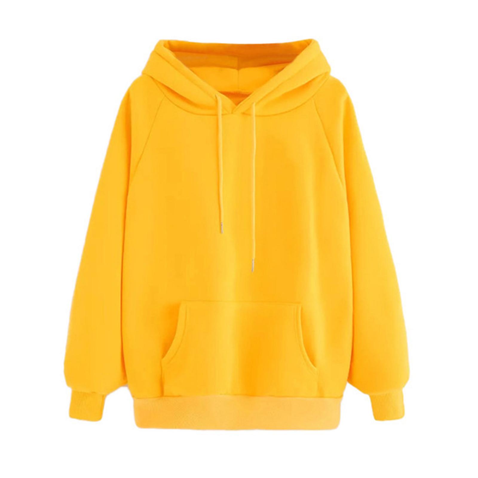 

Women s Fashion Casual Solid Color Hooded Loose Fleece-Lined Thick Long Sleeve Sweatshirt XL