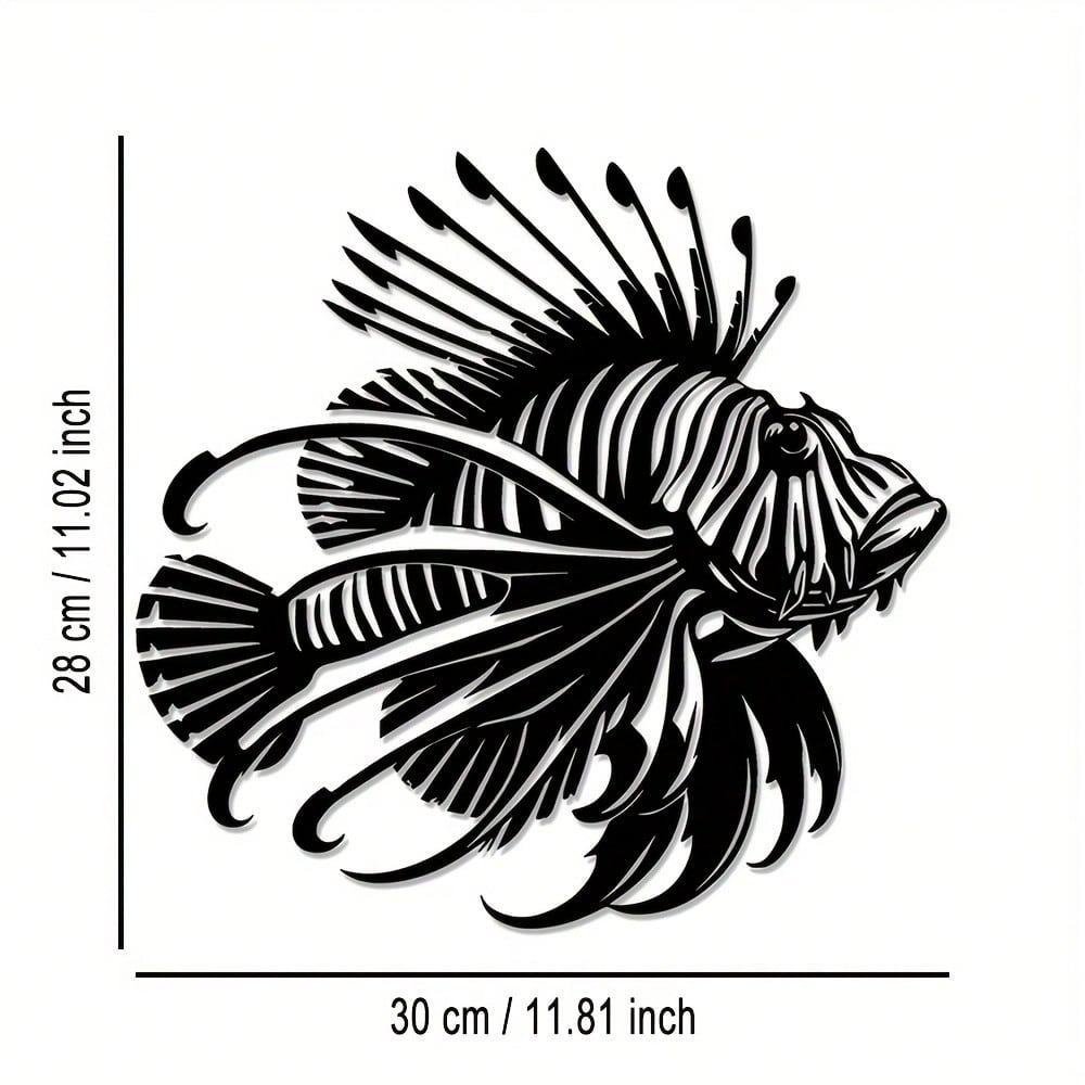 Metal Wall Art Lionfish Sea Theme Home Decor Living Room Bedroom Coastal Beach House Wall Hanging Unique Gift