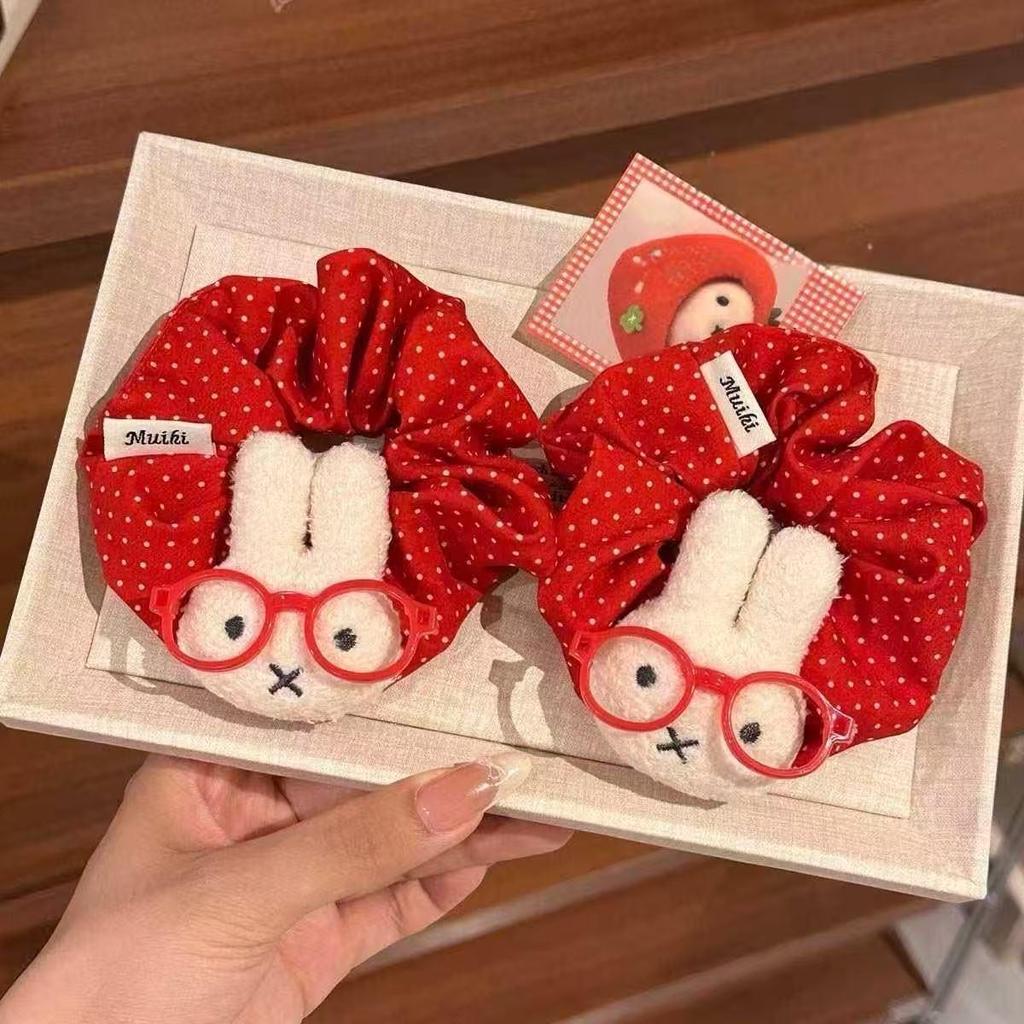 Cute Polka Dot Miffy Rabbit Scrunchie Hair Tie 2025