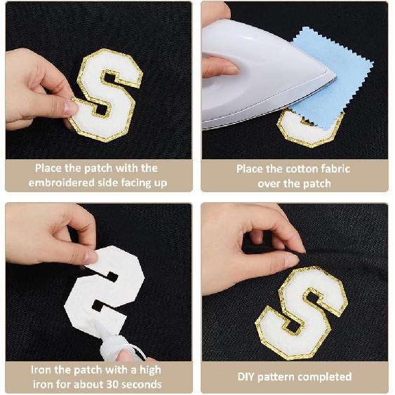 SUPERFINDINGS 12Pcs USA Letter Patch Patriotic Iron On Patch Star Embroidered Applique Patches Glitter Red White Blue USA Chenille Patches for