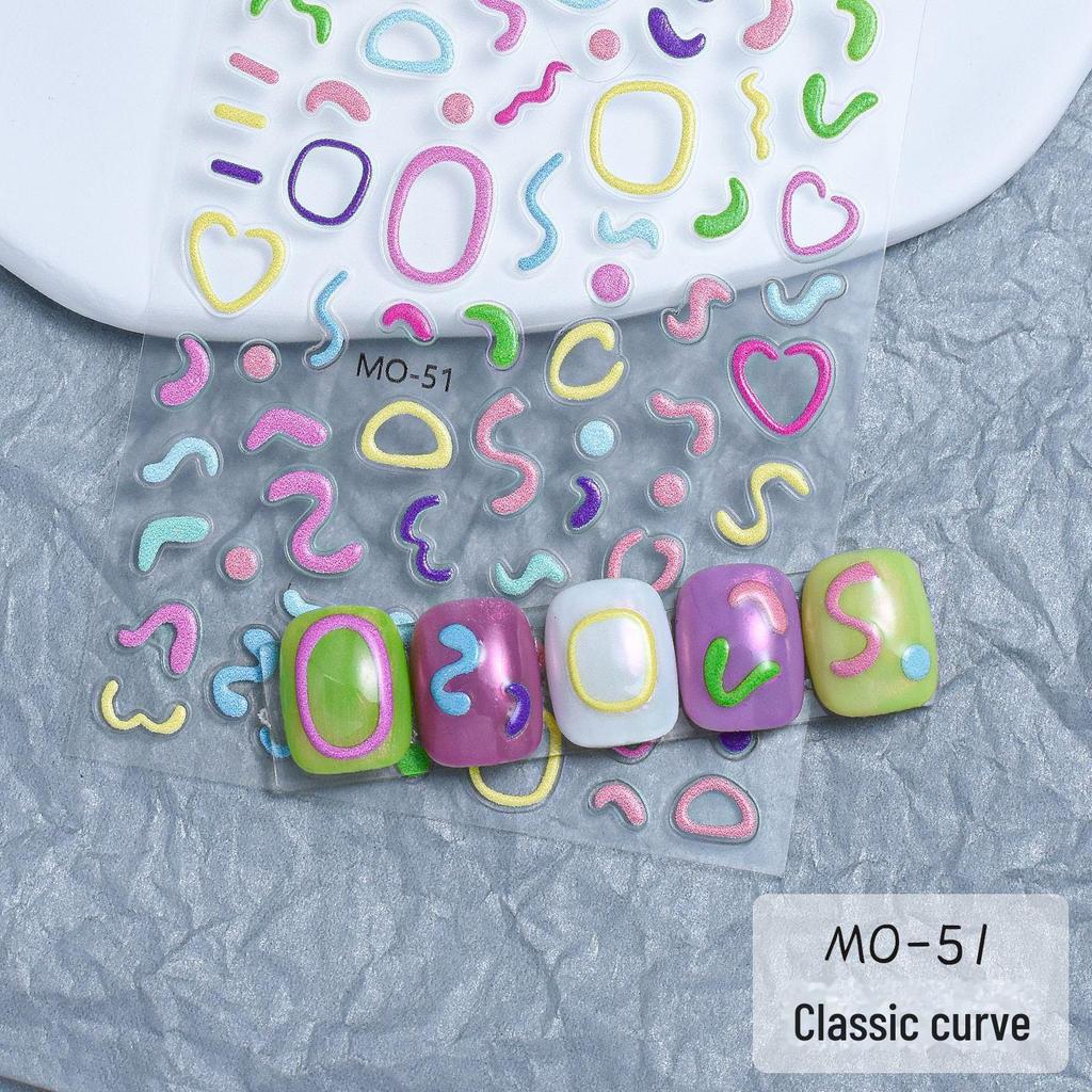 Adesivos de Nail Art Estilo Dopamina: Letras em relevo, números e designs fofos