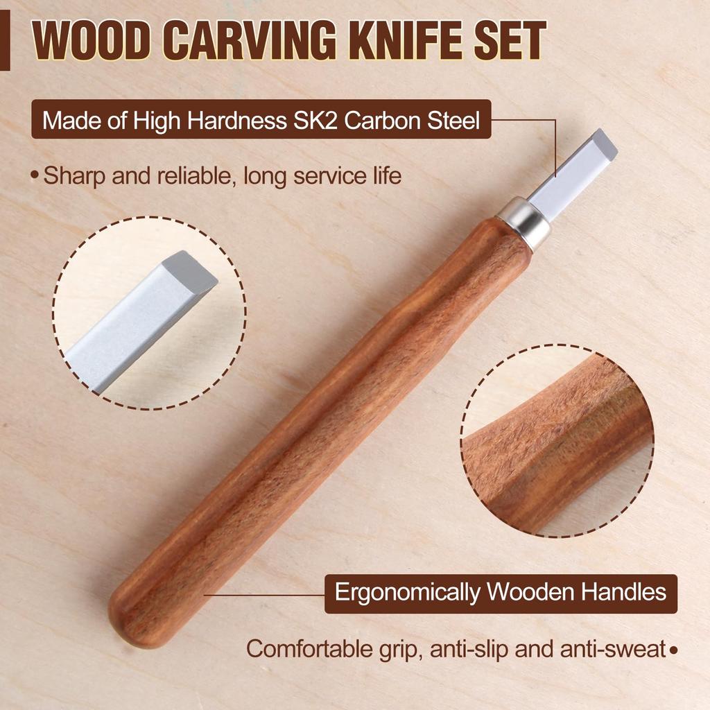 SPEEDWOX Carving Knife Includes and Beveled and Includes a Storage Pouch 12-Piece Set, Round, Triangular, Flat, Blades,