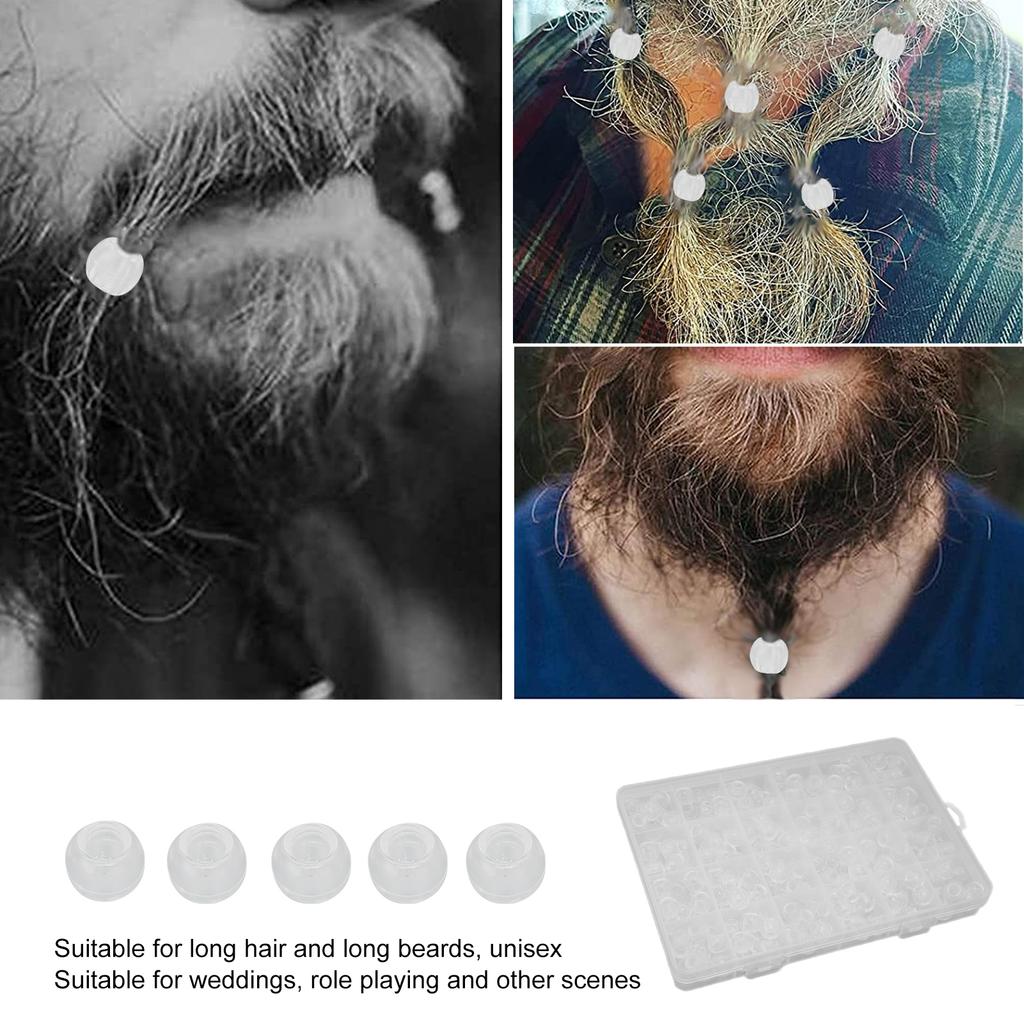 240PCS Beard Beads Transparent Plastic Viking Beard Hair Beads for Braids Ponytails Role Playing