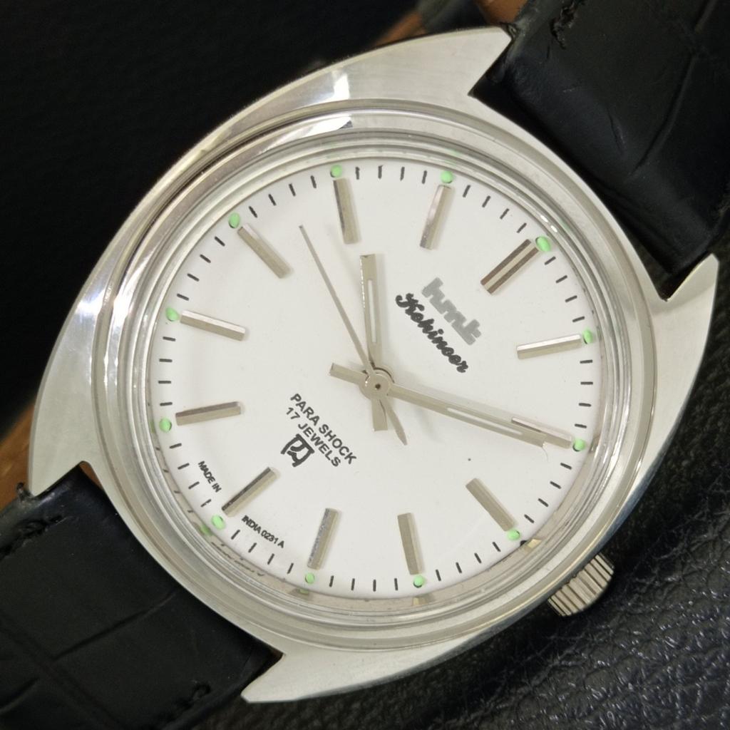VINTAGE HMT KOHINOOR HAND-WINDING INDIAN MENS WHITE COLOR DIAL WATCH A440915-4 HT-a440915
