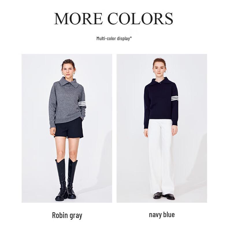 Navigare Women's Long-Sleeve Turn-Down Collar Knit Sweater