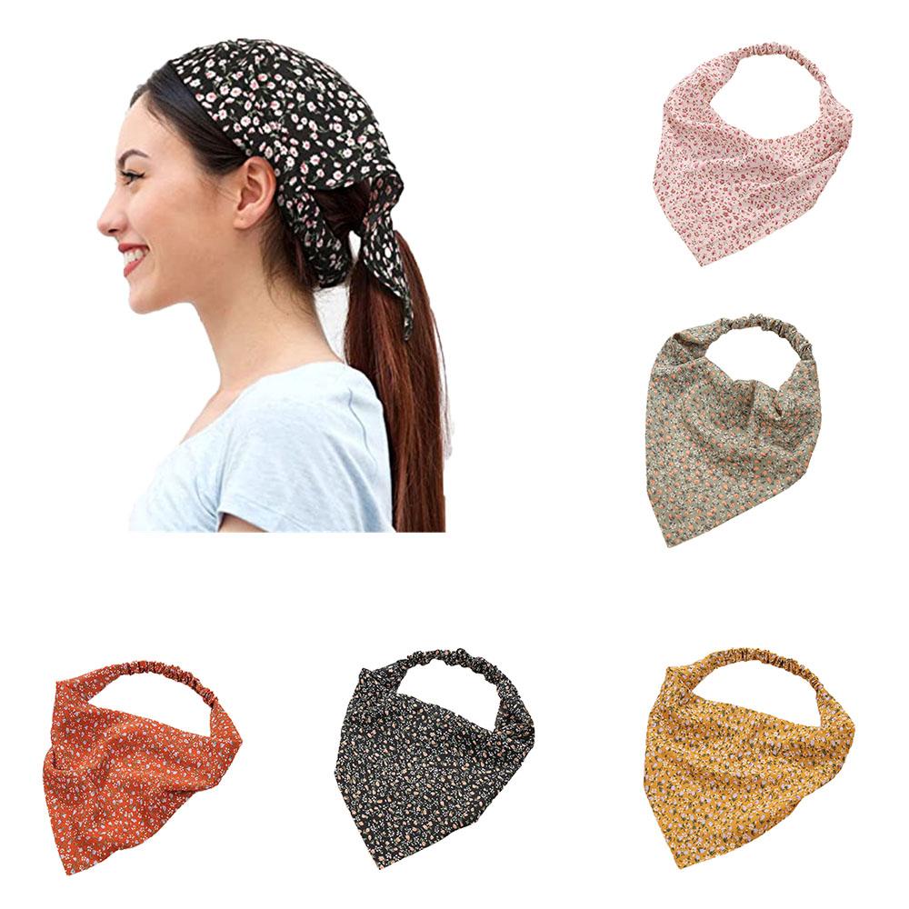 Women Cloth Floral Print Elastic headband Floral Turban Hair accessories Triangle hair headband