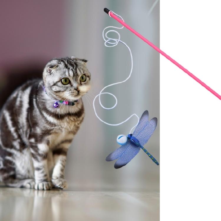 Interactive Kitten Teaser Wand Dragonflies Design Cats Toy with Bells For Fun Play Activity Indoor and Outdoor Playtimes