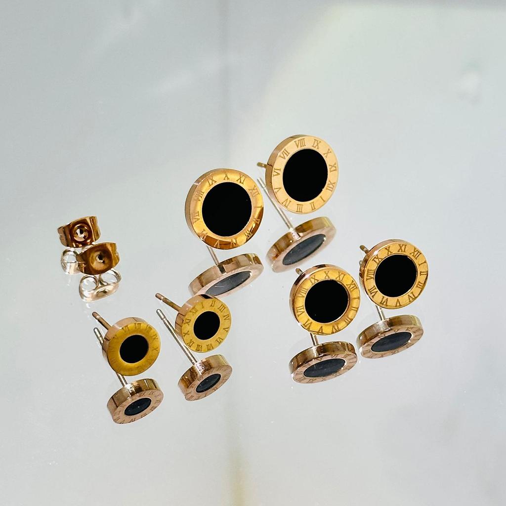 Titanstahl Römische Ziffern Ohrstecker im koreanischen Stil - Niedlicher und schlichter Schmuck für Mädchen, perfekt für Herbst- und Wintermode.