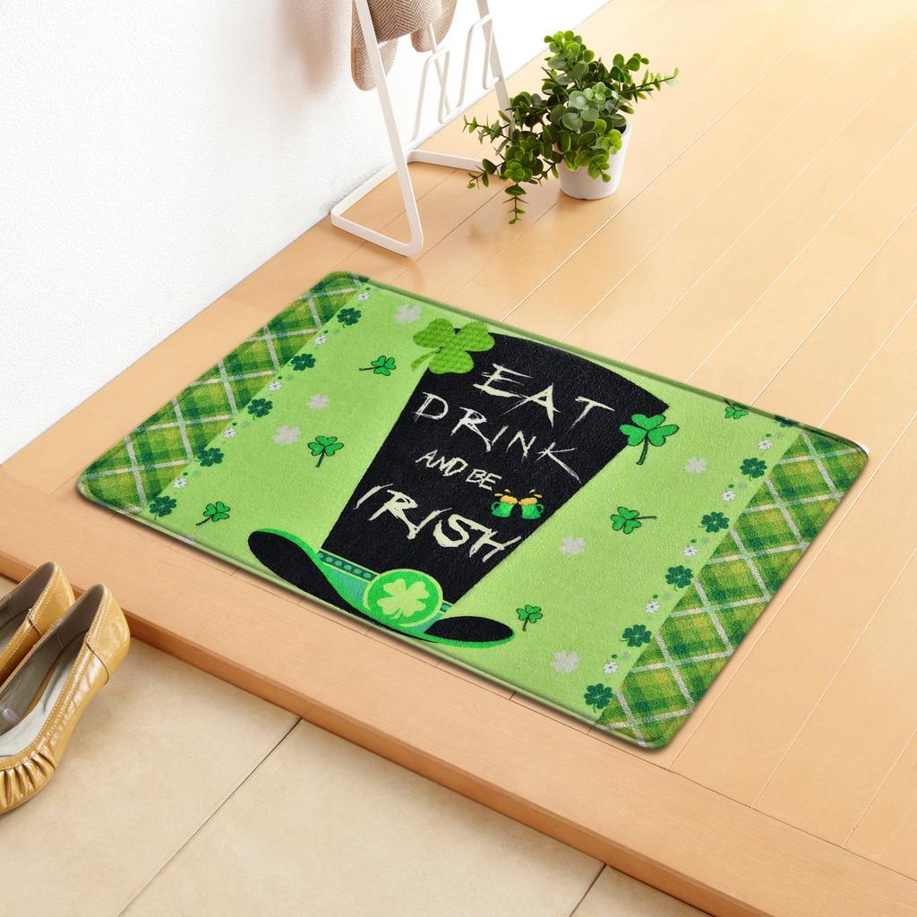 Irish Door Mat St. Patrick'S Day Absorbent Floor Mat Bedroom Shamrock Non-Slip Carpet