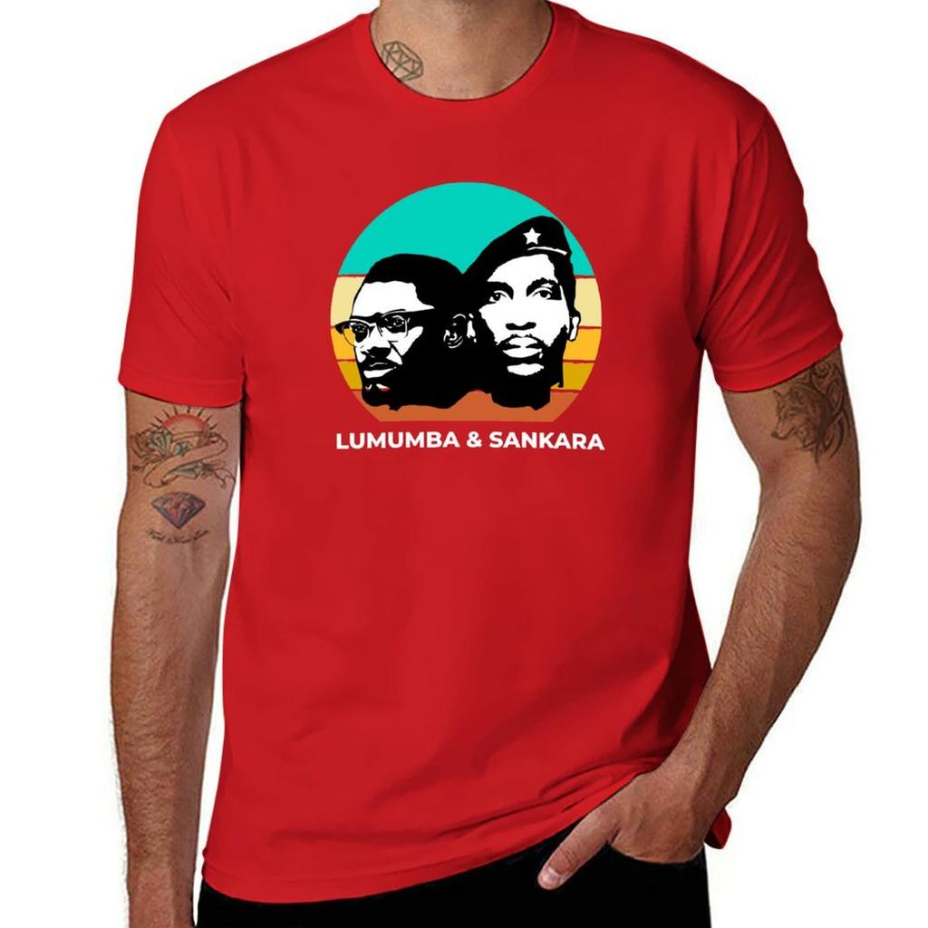 Sankara und Lumumba Retro Sunser T-Shirt Tops, ästhetische Kleidung, Anime-T-Shirts aus schwerem Material für Herren