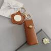 Portable Lipstick Bag Packet PU Leather Backpack Hangings New Flower Mirror Keychain  Keyring Gift