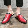 Cross46 Men's Large Summer Closed-Toe Leather Slip-Ons: Fashionable Retro Color Block Outdoor Shoes