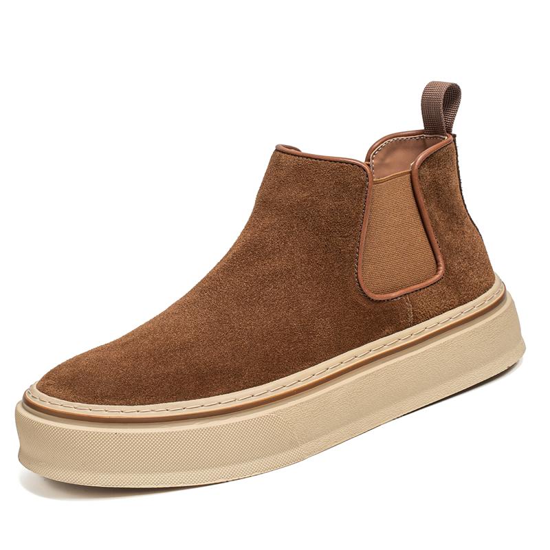 

British Style High Top Casual Shoes Men Autumn New Platform Men s Suede Shoes Comfortable Slip-On Designer Shoes Men Ankle Boot 39