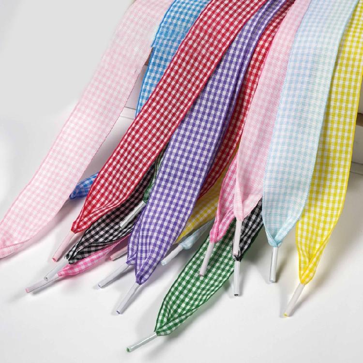 Colorful Checkered Shoe Laces Wide Flat Polyester Shoelaces Sneakers Laces Replacement For Adult Footwear Decoration
