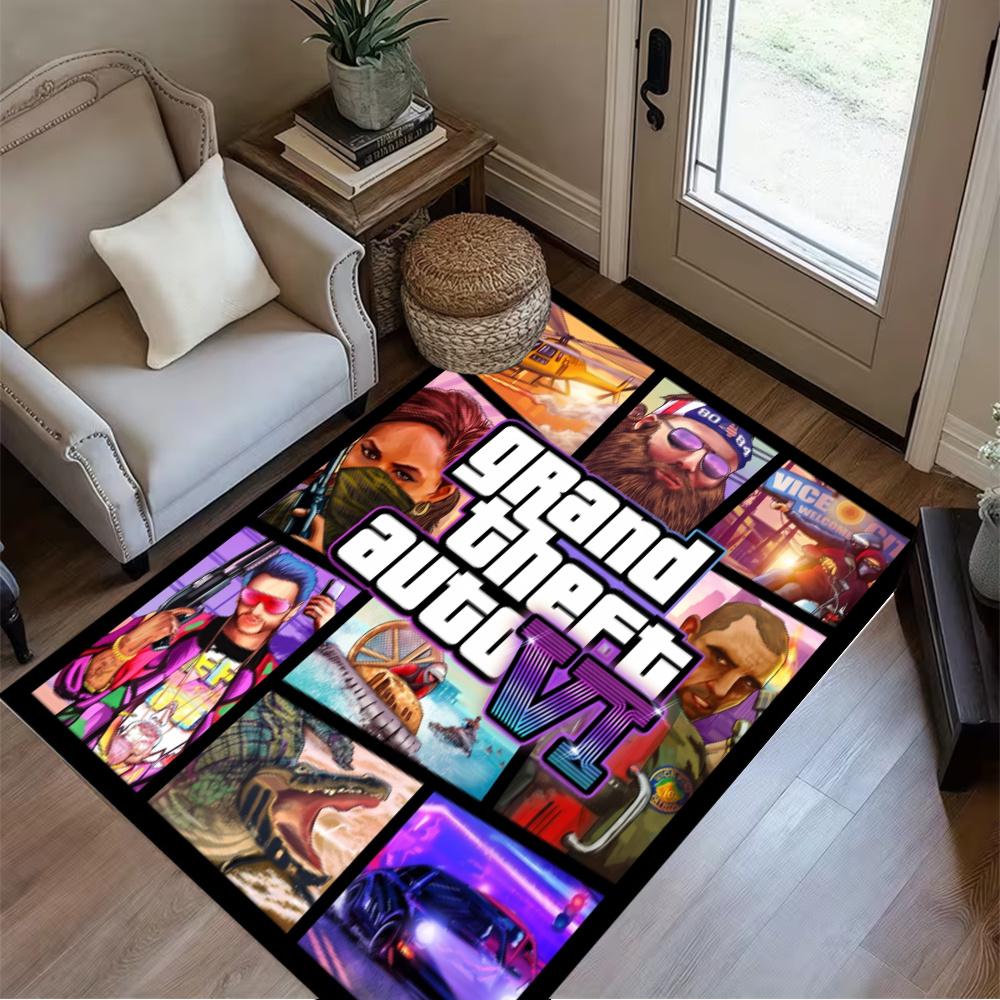 Grand Theft Auto Neon Vice City Game Art Floor Rug Office Rug Perfect For Outdoor Hallway Playrooms Entryway Antislip Carpet Decorate Offices