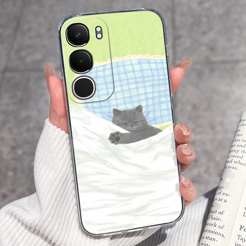 Cute Casing For Vivo Y19s Y19 Y17s Y17 Y16 Y15 Y13 Y12 Y11 Phone Covers Cute Penguin Frog Housing Clear TPU Non Slip Silicone Soft Shell For Vivo Case