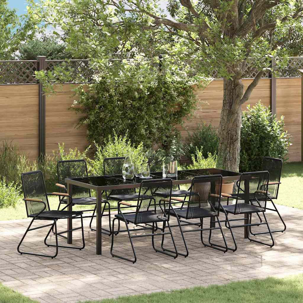 Outdoor Dining Set 9 pcs Black Powder Coated Steel