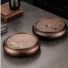 Hand-Painted Retro Bronze Round Tea Tray with Rooster Design