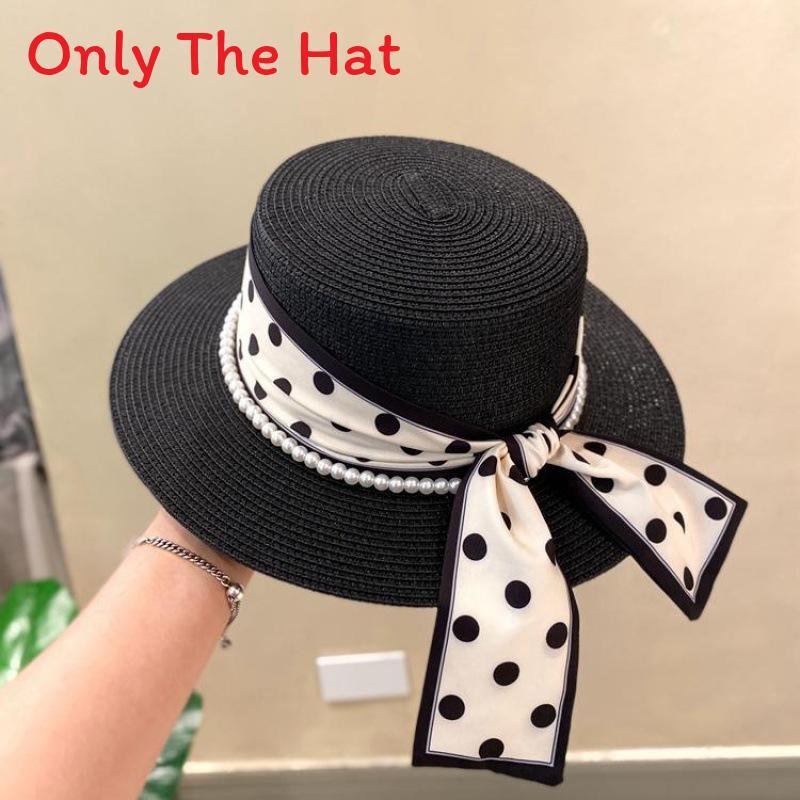 

Summer Straw Hat For Women Wide Brim Sun Protection And Shade For Beach Vacation чёрный