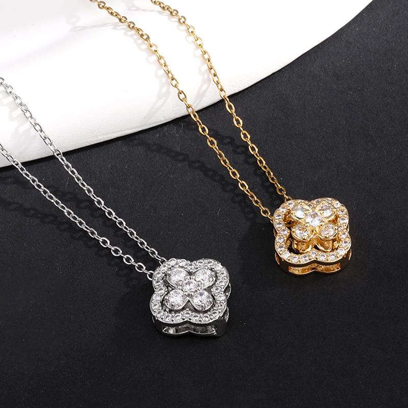 Lucky Four-Leaf Clover Titanium Steel Necklace: Women's Elegant Clavicle Chain with Versatile Design
