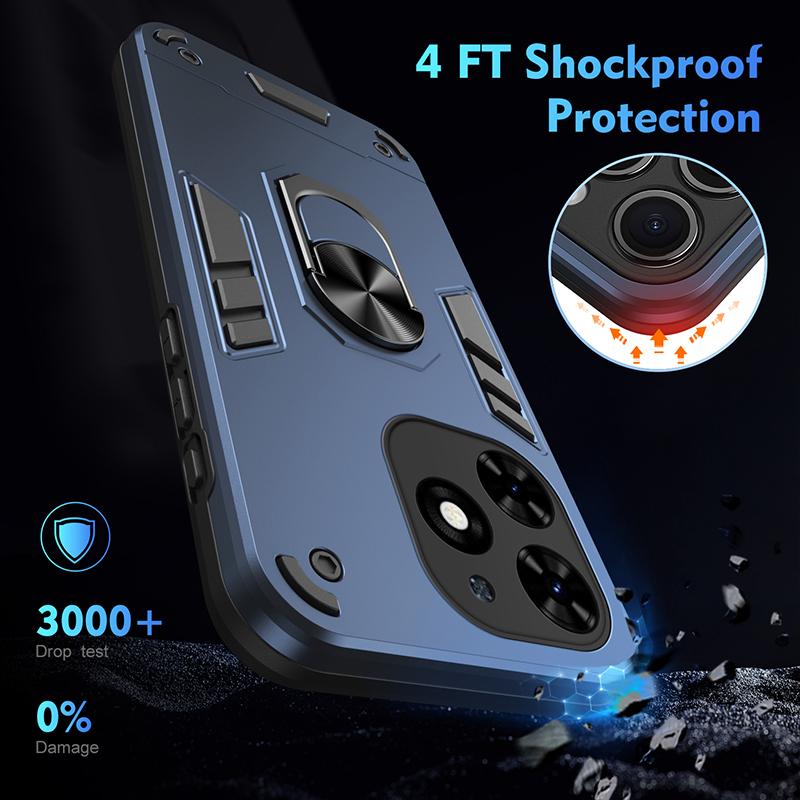 Luxury Armor Shockproof Case For Tecno Spark G0 2022 2023 Spark G0 2024 Spark G0 2025 Soft Bumper Car Magnetic Ring Phone Cover
