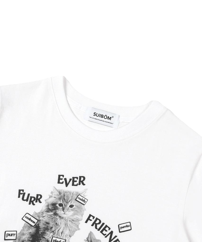 SUIBOM Fur Ever Friend Crop T-Shirt - Off-White