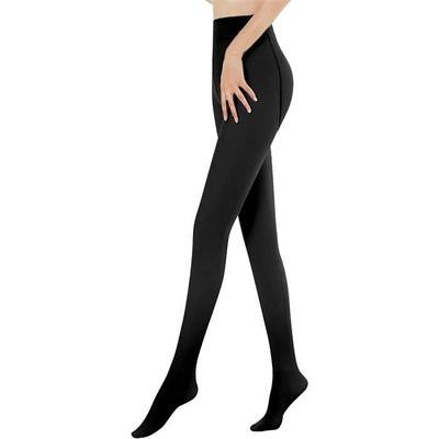 Varma Tights Dam Vinter Stretchiga Genomskinliga Tjocka Fleece Opaque Leggings Hög Midja Termiska [80g, Enfärgad Svart Helfot]