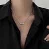 Titanstahl Halskette, Neutraler Kaltwind Funkelnder Diamant Ring Anhänger Titan Stahl Halskette Damen Vielseitige Schlüsselbein Kette Herren Trend