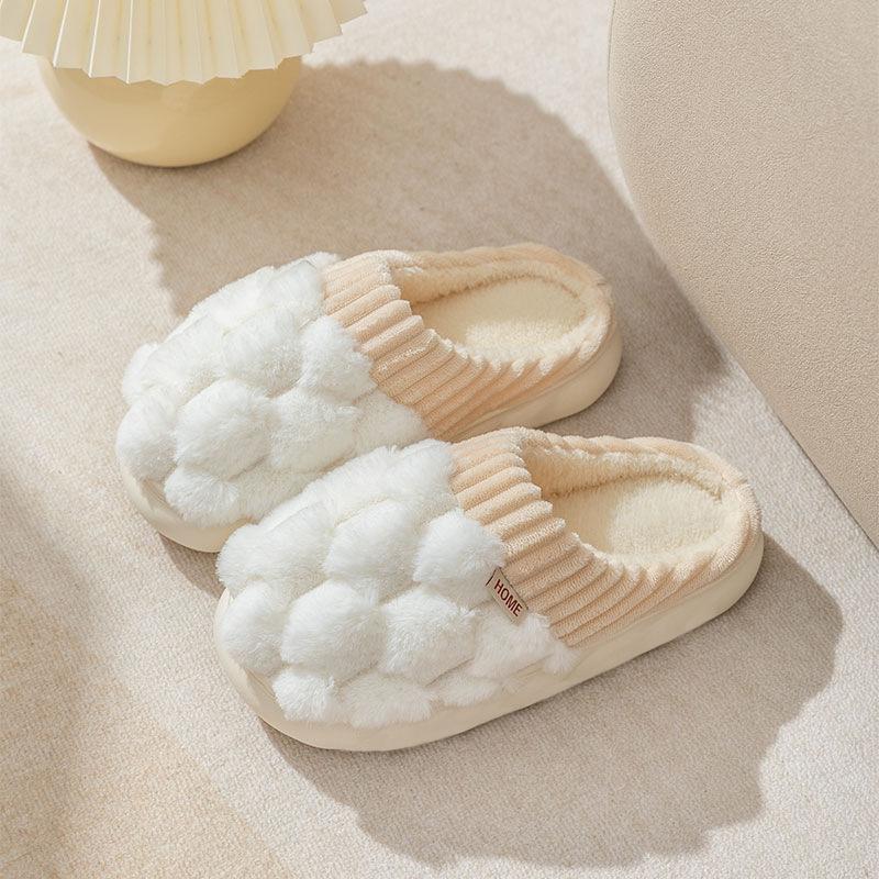 Cixi Cotton Slippers Season Couple Home Indoor Confinement Shoes Non-slip Warm Plush Cotton Slippers