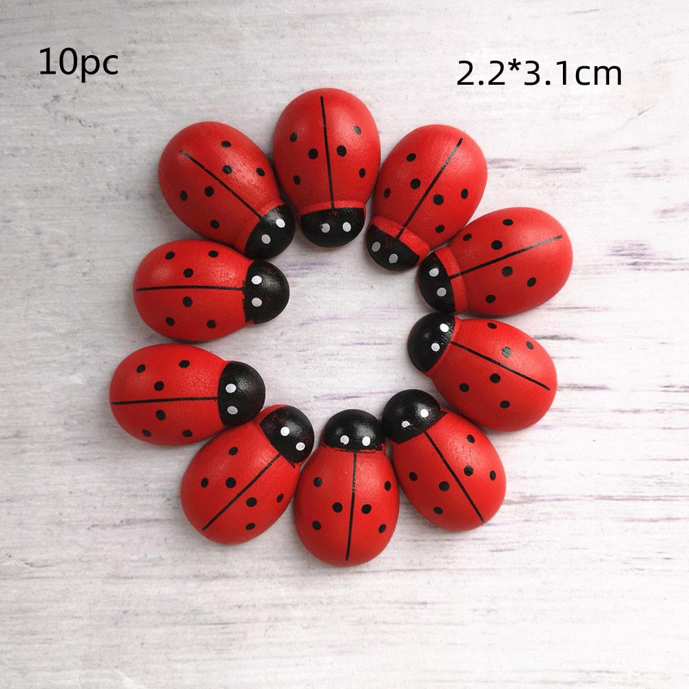 Large Wooden Ladybug Insect Animal Wood Craft DIY Accessories Miniature Fairy Garden Decoration
