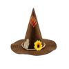 Felt Witch Hat Orgy Halloween Sunflower Hemp Rope Patch Felt Hat Witch Pointed Horn Hat Rice Straw Hat