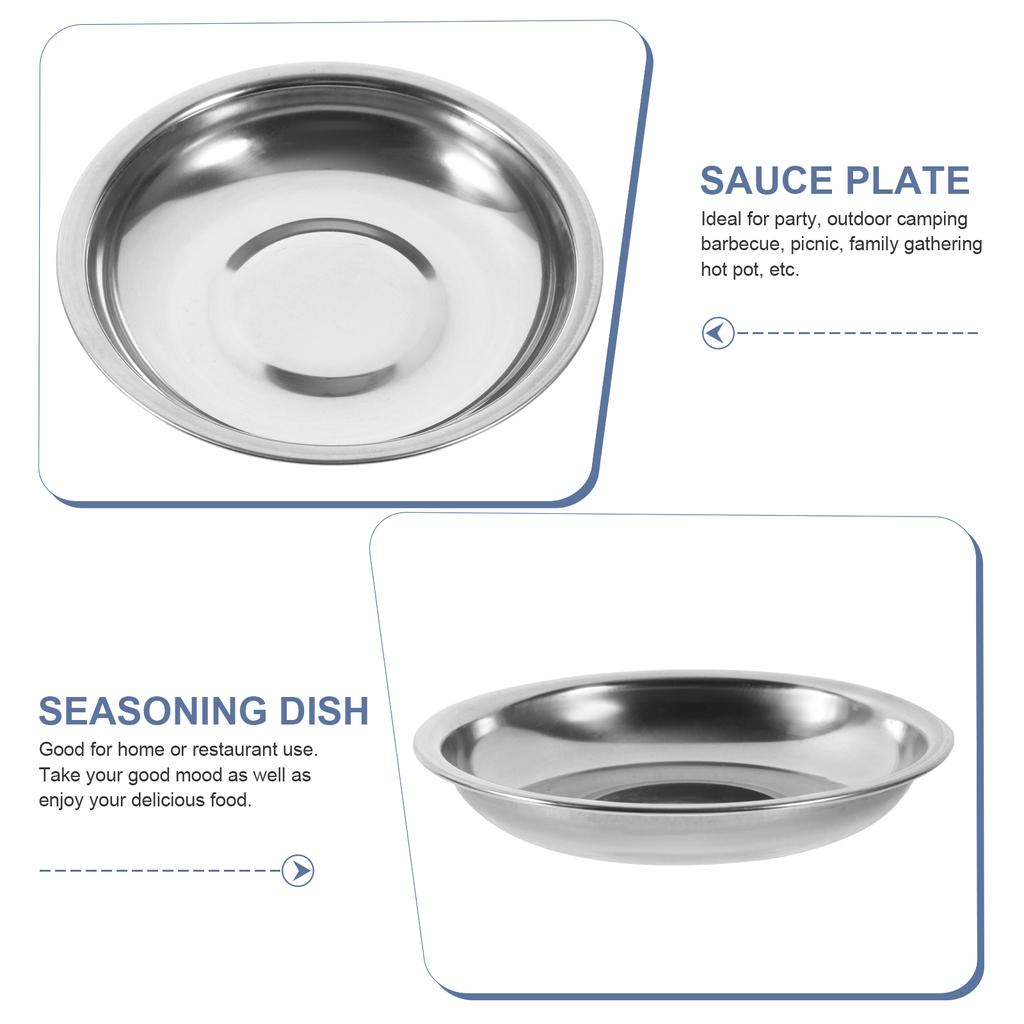 Disc Set Stainless Steel Saucer Dessert Dishes Spice Kitchen Tableware Seasoning Soy Spices