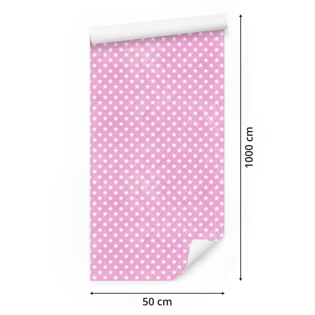 Powder Pink and White Stars Wallpaper for Living Room and Bedroom 50x1000