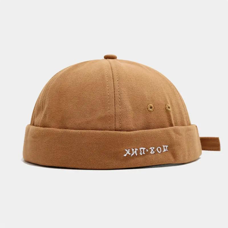 LDSLYJR Four Seasons Cotton Letter Docker Cap Brimless Hat Beanie Hats Landlord Sailor Cap Men and Women 217