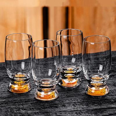 2/4/6 Stück Kristall Likörgläser Set 100ml Wodka Schnapsglas Weingläser Goldenes Whiskeyglas Spirituosen Sake Soju Brandy Teetasse
