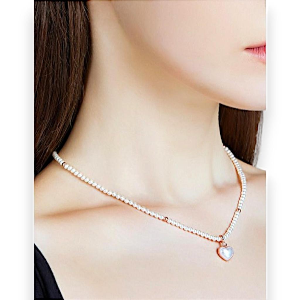 J.ESTINA ■ MARIEL Pearl Bead Necklace+Pendant Set J.ESTINA Mariel Pearl Bead Necklace with Pendant Set