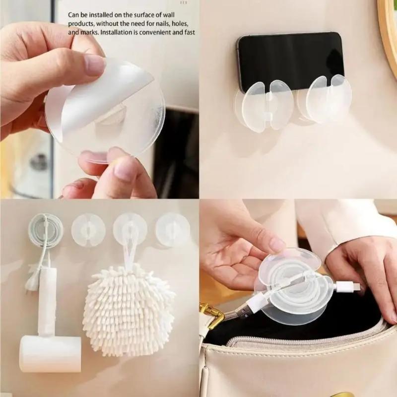 1pcs Wear Resistant Cord Organizer Self Adhesive Hook Round Storage Case Wire Management Transparent Wire Fixing Clip Desk