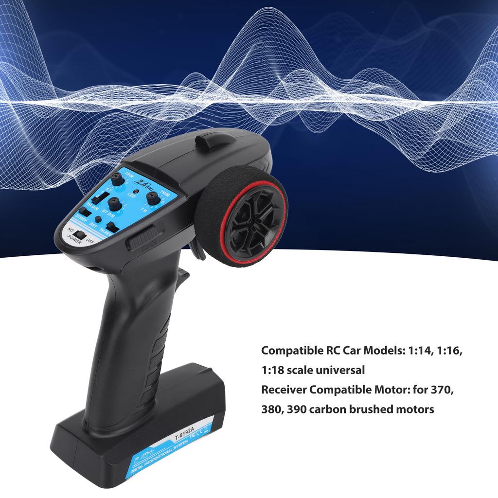 RC Radio System Transmitter and Receiver 3 Channel RC Remote Controller for 1:14 1:16 1:18 Universal RC Cars