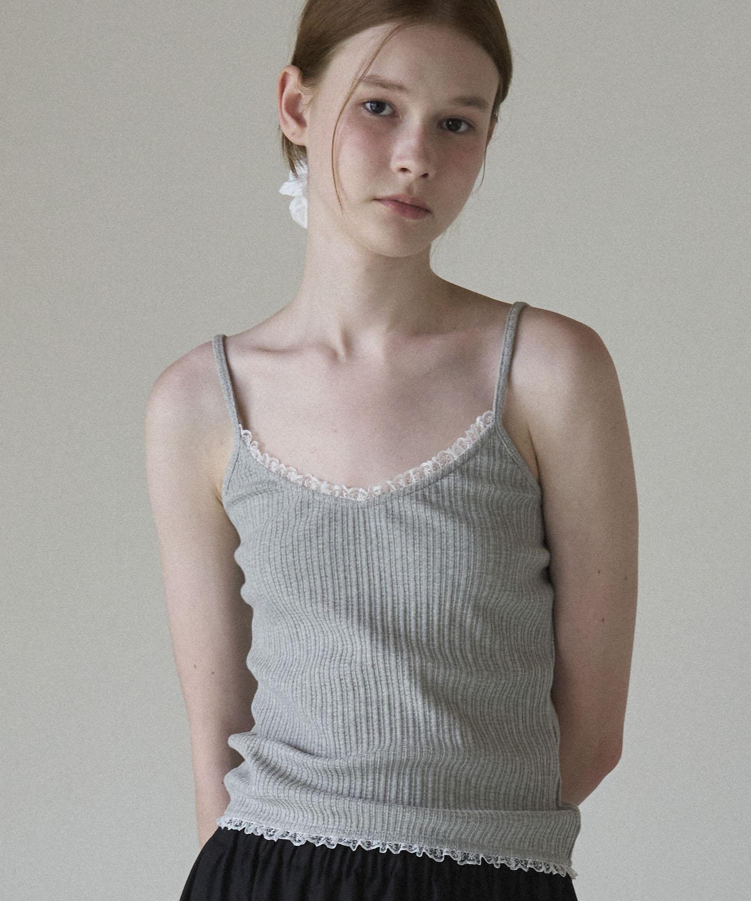 Soire (3Color)V Neck Lace Sleeveless White/Free