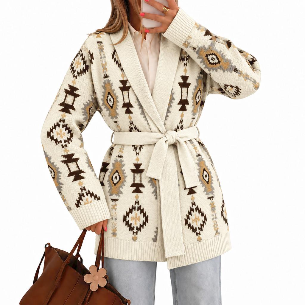 Women's Vintage Knit Cardigan Sweater Coat for Fall and Winter Wear