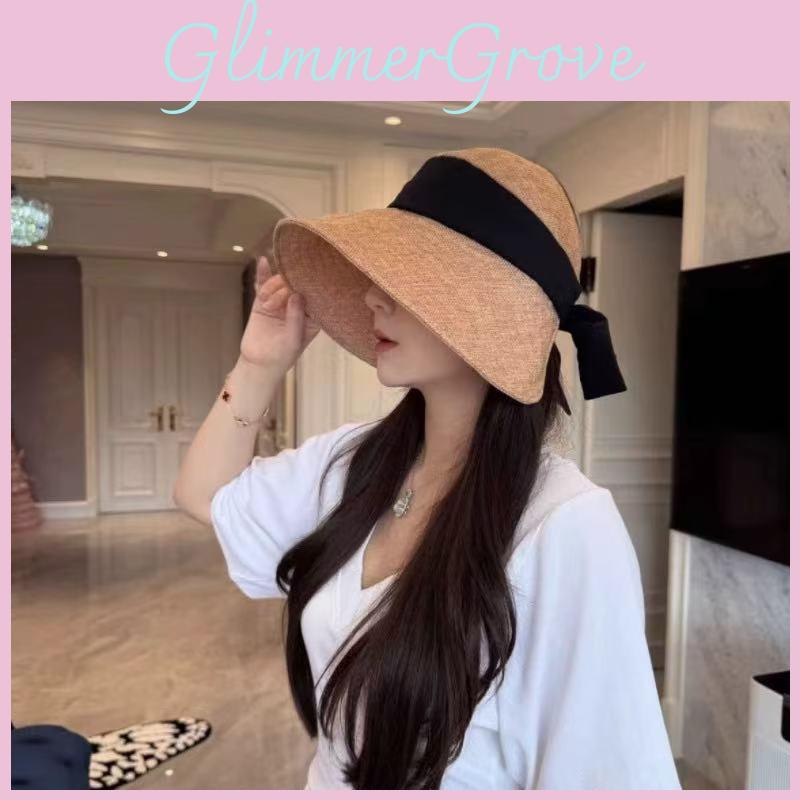Cotton Linen Blend Fisherman Hat With Bow Decoration For Women Summer Sun Protection Wide Brim Casual Sunhat