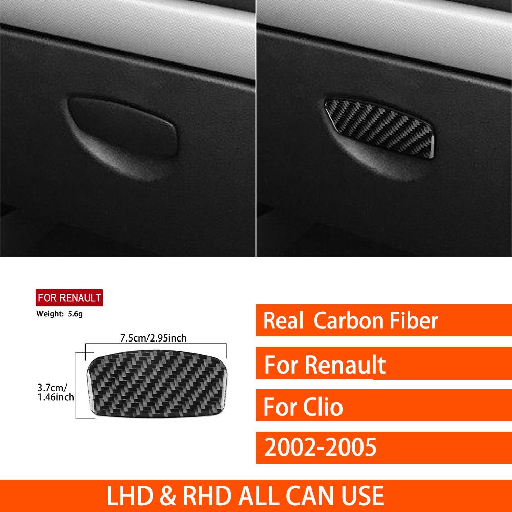 For Renault Clio 2002-2005 Real Carbon Fiber Stickers co-pilot Storage switch Panel Cover Car Accessories Interior decorative