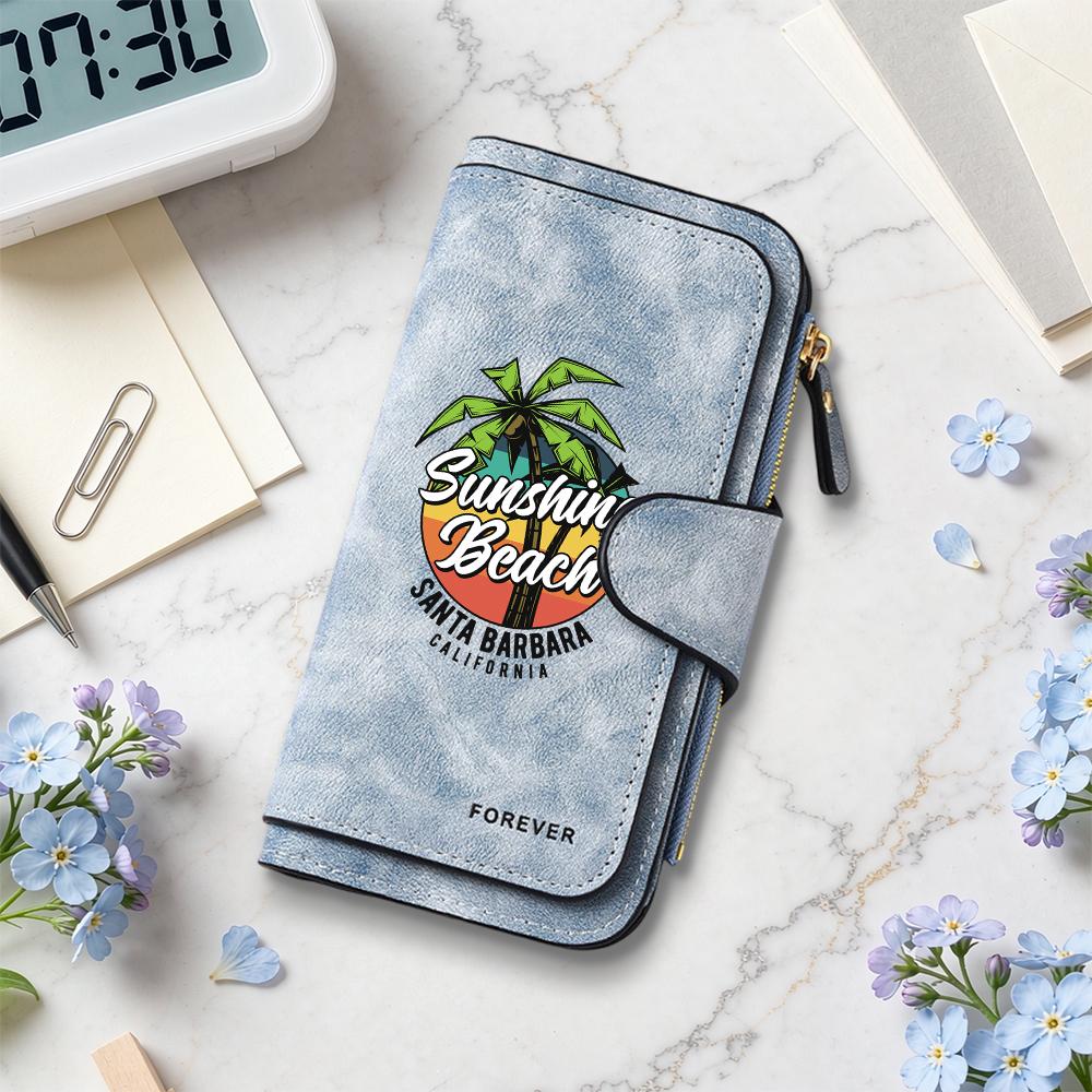 Sunshine Beach Style Long Wallet Fashion Casual Card Holder Portable Daily Use Purse