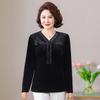 Elegant Chinese Style Golden Velvet Long Sleeve Top - Slim, Fashionable Base Layer for Plus Size, Spring & Autumn.