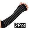 Lolita Long Socks Women's Leg Warmers Red Black Strip Arm Warmer Keep Sleeve Autumn Winter Crochet Socks Boot Cuffs Accessories